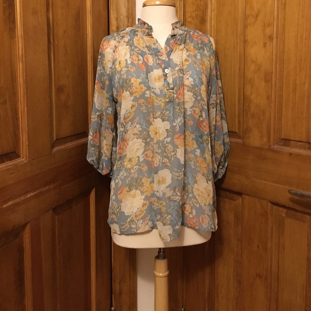 Floral high neck blouse